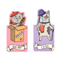 Набор закладок магнитных  6шт., "Коты разных стран" 27*52мм