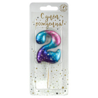 Свеча-цифра "2" космос, 4см