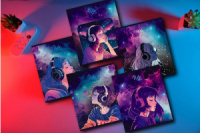 Тетрадь А5 48л кл. ПЗБМ "Слушаю космос" софт-тач, фольга, 5диз.в блоке, бел.100%