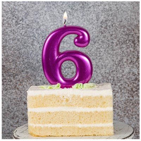 Свеча-цифра "6" Ярко-розовая 8см.
