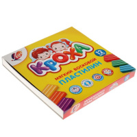 Пластилин 12цв 198гр. Кроха, мягкий, карт.упак., со стеком