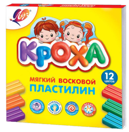 Пластилин 12цв 198гр. Кроха, мягкий, карт.упак., со стеком