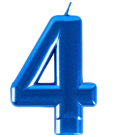 Свеча-цифра "4" Синяя, 8см