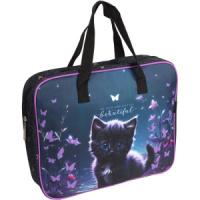 Папка А4 (360*280*80) с ручками, молния, ткань " Beautiful Cat "
