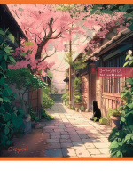 Тетрадь А5  96л кл. Проф-Пресс "Пейзаж из аниме" 5 диз., твин-лак, холод. тисн., белизна 100%