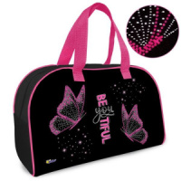 Сумка для внешкольных занятий 35*23*14,5см Оникс "Розовые бабочки" фольга