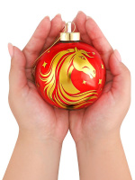 Ёлочный шар  8 см "Новогодняя лошадь" Символ года СТЕКЛО