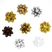 Набор бантов 3,5см 8шт Звезды, золото, рисунок, ассорти