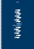 Тетрадь А4  80л кл. гребень Hatber "Рыба моя" перф.на отрыв, цв.срез, софт-тач, 2диз.