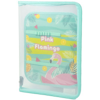 Папка д/труда А4 (325*230*25) 1отд. откид. планка, молния вокруг, пластик "Pink Flamingo"