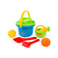 Набор игрушек. Ведро большое, ситечко большое, лопатка, грабельки, 2 формочки, лейка малая