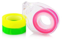 Скотч 12мм*10м, 3шт. на диспенсере,  флуоресцентный