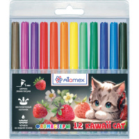 Фломастеры  12цв "Attomex. Kawaii Cat", вентил. колпачок, подвес