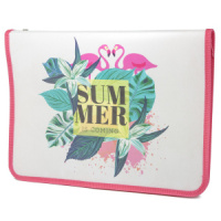 Папка для труда А4 1 отд. молн. вокруг  Фламинго, пластик