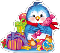 Плакат вырубной 23*22см  "Птичка с новогодними подарками"