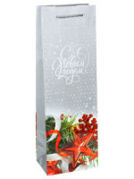 Пакет подар. бум. новогодн. 12*36*8см(под бутылку) 157 гр/м "Чудесный Новый Год