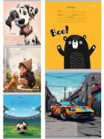 Тетрадь А5 12л косая лин. частая Проф-Пресс "Микс-5787"  (ПРОПИСЬ) 5диз.в блоке