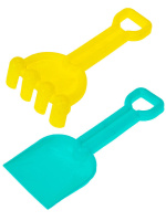 Набор игрушек. "У моря" ведерко,грабли,лопатка,мельница,4 формы