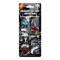 Набор закладок магнитных  4шт., "Гонки" 25*58мм