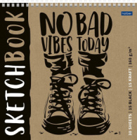 Скетчбук 240*240мм  30л., гребень, 160гр/м2 "Today vibes" крафт, черная бумага, жест.подл.