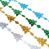 Декоративная фольгированная гирлянда 110см "Елки" ассорти
