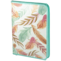 Папка д/труда А4 (325*230*25) 1отд. молния вокруг, пластик "Нежные перья"