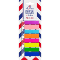 Закладки с липким краем (45*12мм) 8цв., по 25л.., НЕОН