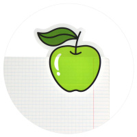 Закладки с липким краем (100*104мм)  1 цв, по 25л. "Яблоко" пластиковые