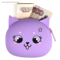 Кошелек для банкнот и монет Феникс+ "Лавандовый кот" 9*7см, силикон, молния