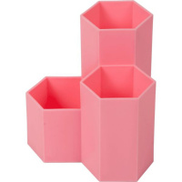 Подставка наст. "Combs" 11,5*11,5*12см , пластиковая, цвет розовый