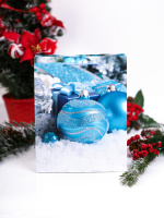Пакет подар. бум. новогодн. 11*14*6см, 128г/м  "Голубые новогодние шарики"