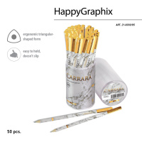 Карандаш ч/гр BV "Carrara. White" НВ, трехгранный, грифель 2мм