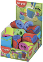 Точилка пласт. с контейнером  2 отв. BOOGY, непрозр., ассорти