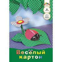 Картон цв. А4 6цв 6л + 1 сторона с рисунком "Горошек" мелованный, пл. 200 г/м, в папке