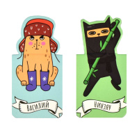 Набор закладок магнитных  6шт., "Коты разных стран" 27*52мм