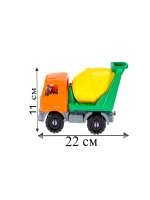 Машинка 22см "Илья" бетоновоз, строительный, пластик