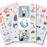 Альбом наклеек А6 6 лист. "100 наклеек. Девочка с котиком"