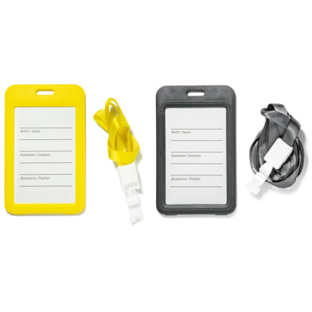 Бейдж 68х107 мм вертикальный, на шнурке, 10 цветов