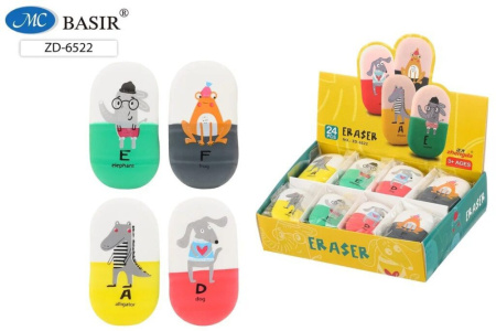 Ластик Basir "Животные алфавит" 6,2*3,5 см