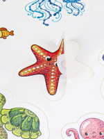 Набор наклеек 150*225мм, 1 л. "Блестящие наклейки. Морские обитатели"