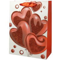 Пакет подар. бумажн. 31*12*40 см, 210 гр/м Сердечки, 4 дизайна