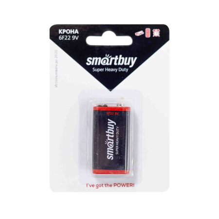 Батарейка 6F-22 (9V) Smartbuy солевая, блистер