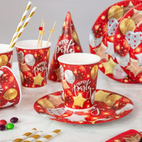 Колпак карнавальный "Супер пати" красный 16см,  10 шт/уп