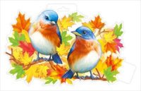 Плакат фигурный 31*20см "Птицы на ветках клёна"