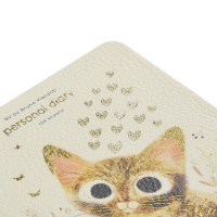 Ежедневник недат. А6 128л., мягк.обл., иск.кожа "Милый котик" ляссе**