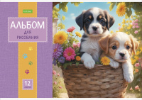 Альбом А4 12л скоба "Пушистые мордочки"  пл. 100 гр/м