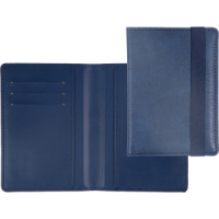 Обложка для паспорта из к/з Detent 3 отд.д/визиток, синяя
