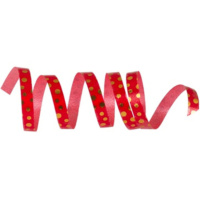 Лента упаковочная 5мм*230м, красная рисунок "Горошек" золото