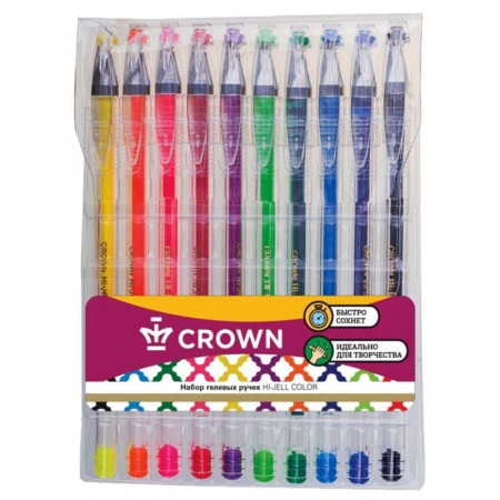 Набор гелевых ручек CROWN 10 цв.