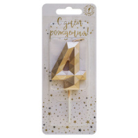 Свеча-цифра "4" многогранник, шампань 4см